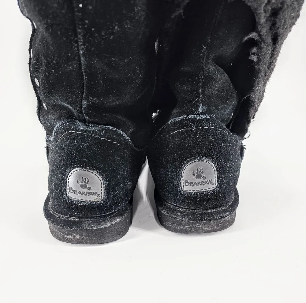Black Suede Bearpaw Tall Boots - Picture 4 of 6
